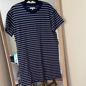 Madewell Navy and White Striped Short Sleeve T-Shirt Dress